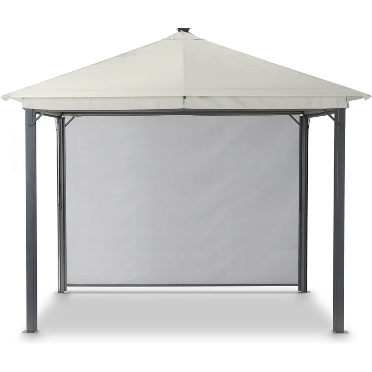 LECO Solarpavillon LINA mit LED und Gittergewebe-Rollos, Aluminium- und Stahlrohrgestell anthrazit, Polyesterdach lichtgrau, 3x3 m – Bild 7