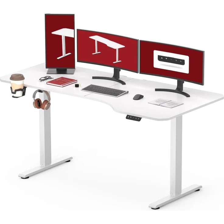 SANODESK Höhenverstellbarer Schreibtisch 160x75 cm Schreibtisch Höhenverstellbar Elektrisch Ergonomischer Steh-Sitz Tisch Computertisch für Heimbüro Homeoffice(weiß) – Bild 1