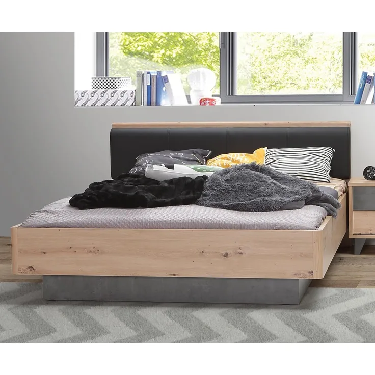 Forte Jugendbett Artisan Eiche (D78) / Betonoptik Dunkelgrau (U41) 140x200 cm