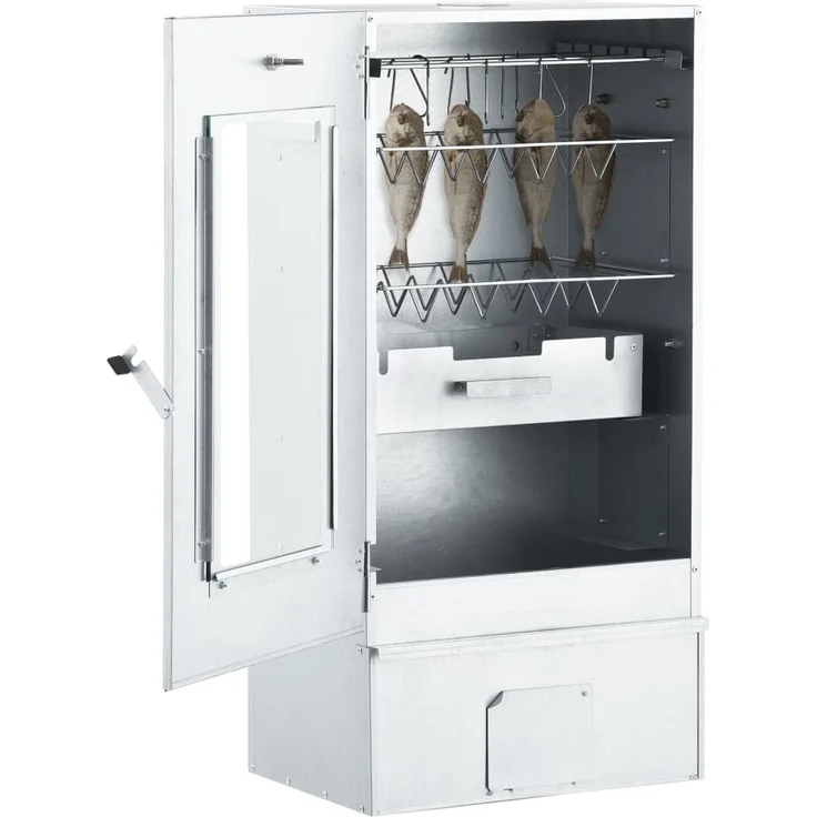vidaXL Räucherofen mit Kaltrauchgenerator, Verzinkter Stahl, 44,5 x 29 x 83 cm, 15.78 kg, mit Glasfenster – Bild 2