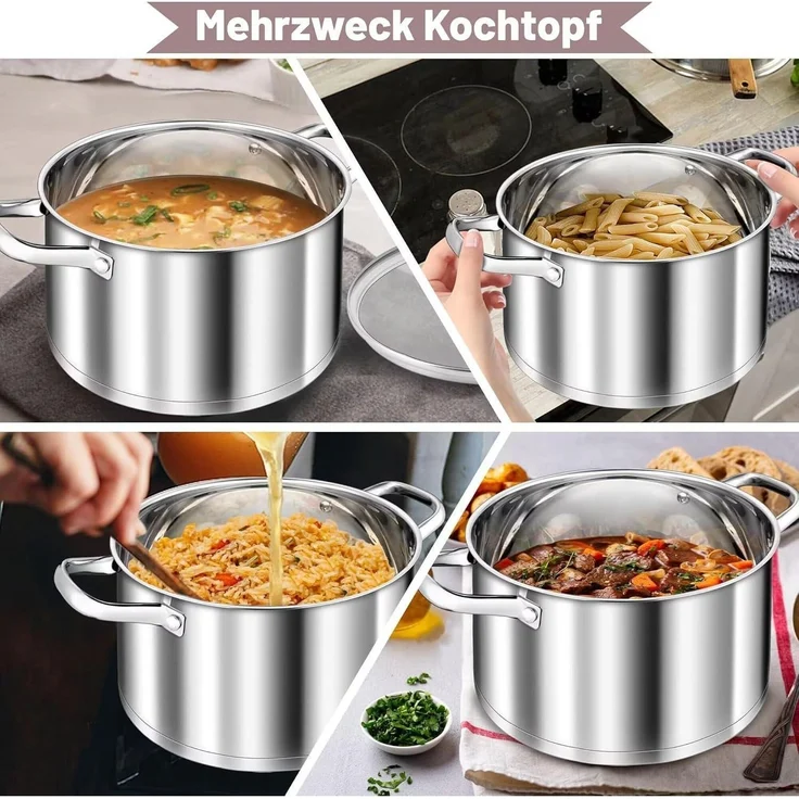 TEAMFAR Kochtopf 20cm Edelstahl Nudeltopf Induktion 3-Lagen Boden 3,8L – Bild 7