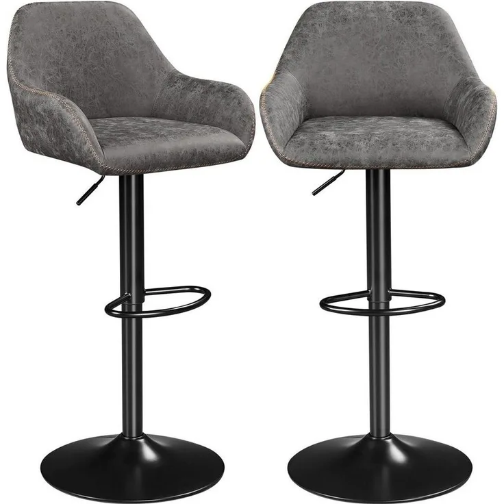 Yaheetech Barhocker (2 St), Barstuhl Bistrohocker aus Kunstleder