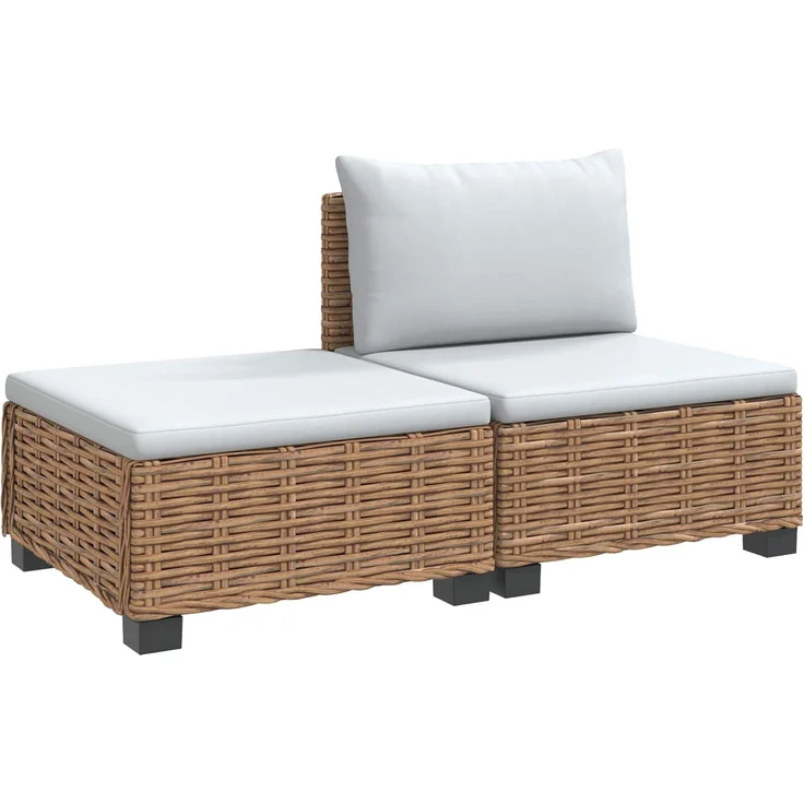 vidaXL 2 Stk. Rattan-Lounge-Set mit Kissen GENDT Naturrattan Natur 42034409 – Bild 2