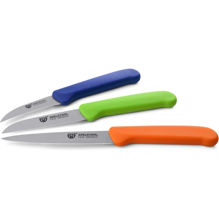 Küchenmesser-Set 3 tlg, Edelstahl, bunte Griffe – Bild 2