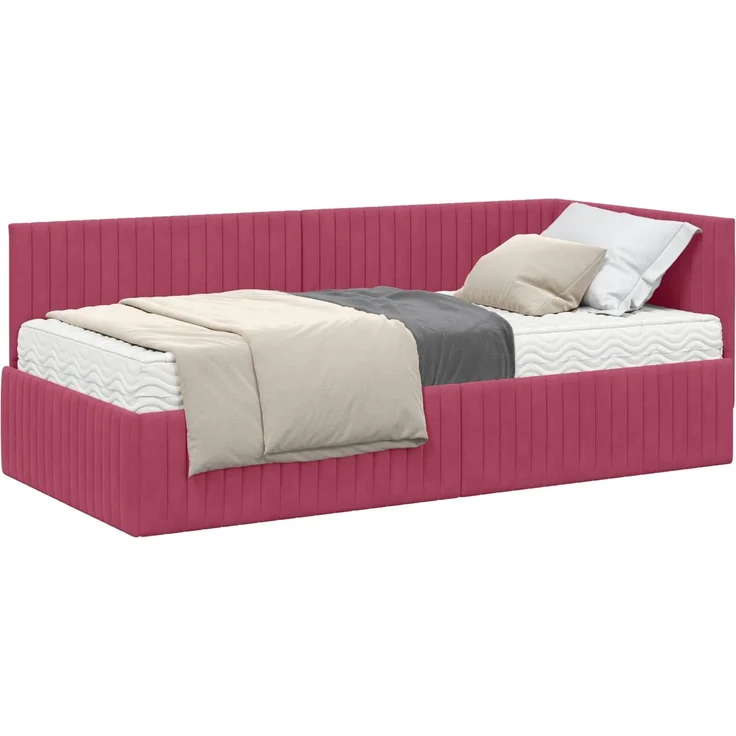 vidaXL Eckbettgestell mit Matratze mit Kopfteil 2 pcs Samt 3393812 – Bild 2
