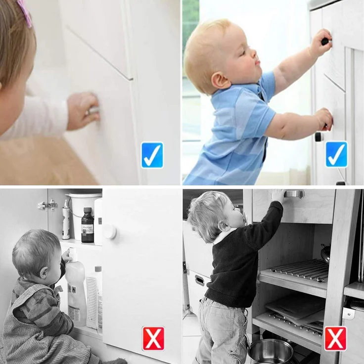 Norjews kindersicherheit Magnetisches Schrankschloss (10 Schlösser & 2 Schlüssel), Ohne Bohren oder Werkzeug Sicherheitssets, Unsichtbare Kindersicherung für Schränke, Schubladen usw – Bild 7