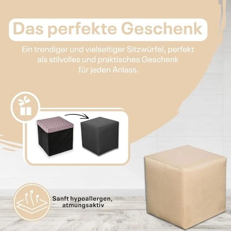 Best for Home Sitzhocker Best For Home Cube Pouf – Stilvoller Samt Hocker & Fußhocker (verschiedene Farben), Handwerksqualität,TOP Preis-Leistungs-Verhältnis – Bild 5
