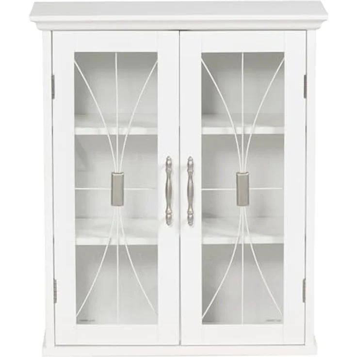 Teamson Home Badezimmerschrank -Holz-Wandschrank weiß 7930 mit 2 Glastüren – Bild 2