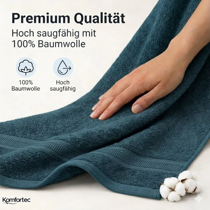 Komfortec Gästehandtücher Set aus 100% Baumwolle, (12-St) – Bild 2
