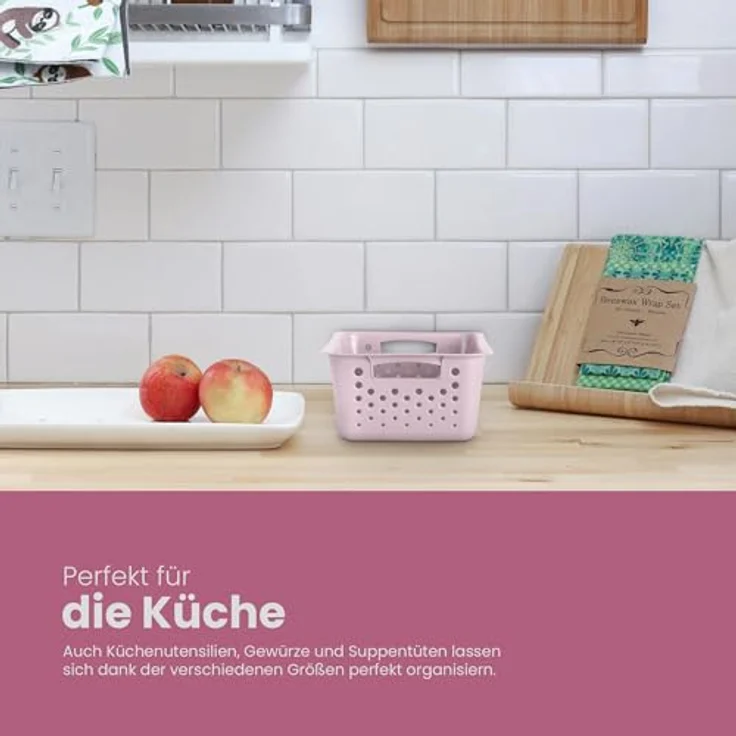 Pro Home Aufbewahrungskorb Modularer Kunststoffkorb Kunststoff Box (2 St), Aufbewahrungsbox mit Griffen - BPA-Frei - Organizer Körbchen Bad Küche – Bild 7
