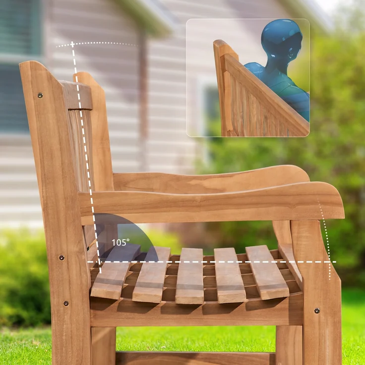 Gartenbank Teakbank DEGAD - Holz Teak 240x61x93 cm | Holzbank 240 Cm Gartenbank Sitzbank Mit Lehne Wetterfest Bank Garten Terrasse – Bild 7