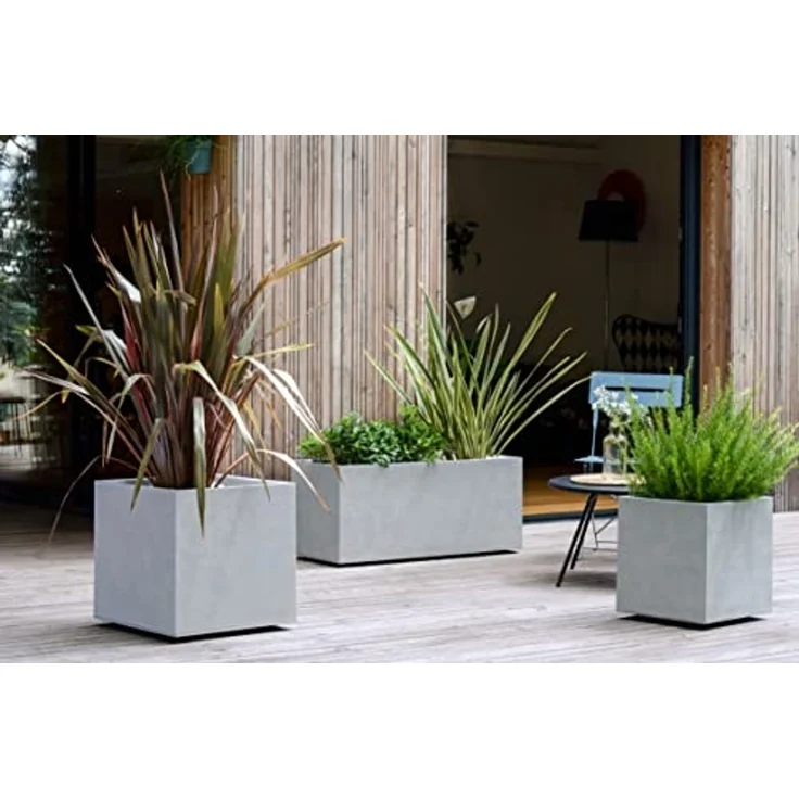 ONDIS24 Pflanzkübel Blumenkübel Blumentopf Vulkan 100cm Vulkan/Basalt Optik, mit Wasserspeicher Pflanzenkasten winterfest, 100 x 40 x 43,5 (H) cm – Bild 2