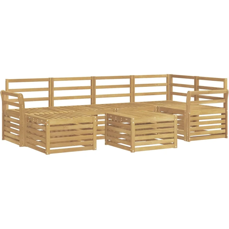 vidaXL Outdoor-Sofagarnitur 7 stk. 5-Sitzer Weiß Polyester 3392154 – Bild 2