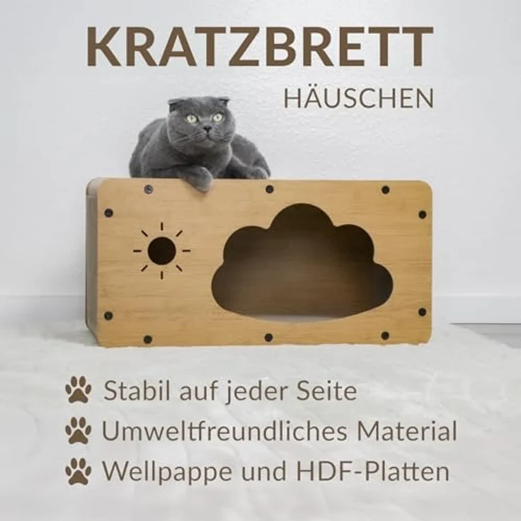 KVOTA Katzenliege Katzenhaus mit Kratzbrett 2-in-1 Katzenhöhle Kratzmöbel & Rückzugsort – Bild 3