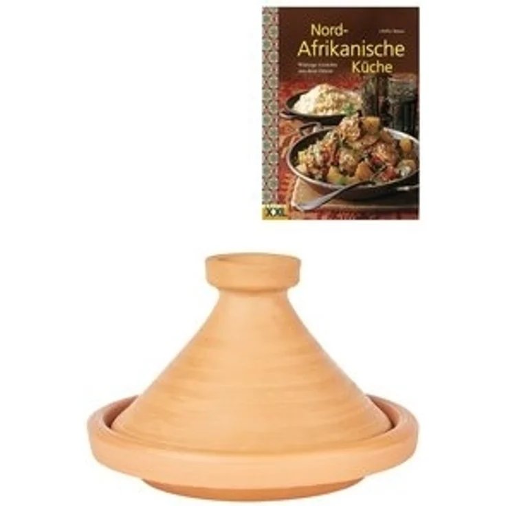 Marrakesch Orient & Mediterran Interior Dampfgartopf 2er Set ORIGINAL Tajine Aladin Ø 31 cm + Nord-Afrikanische Küche Buch, Ton (2-tlg), Handarbeit – Bild 6