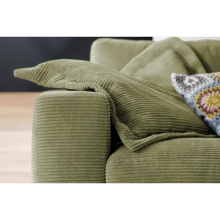 Kawola 3-Sitzer Sofa Madeline, Grün, Textil, Komfortschaum, 290x85x127 cm, zeitloser Cord-Stoff – Bild 6