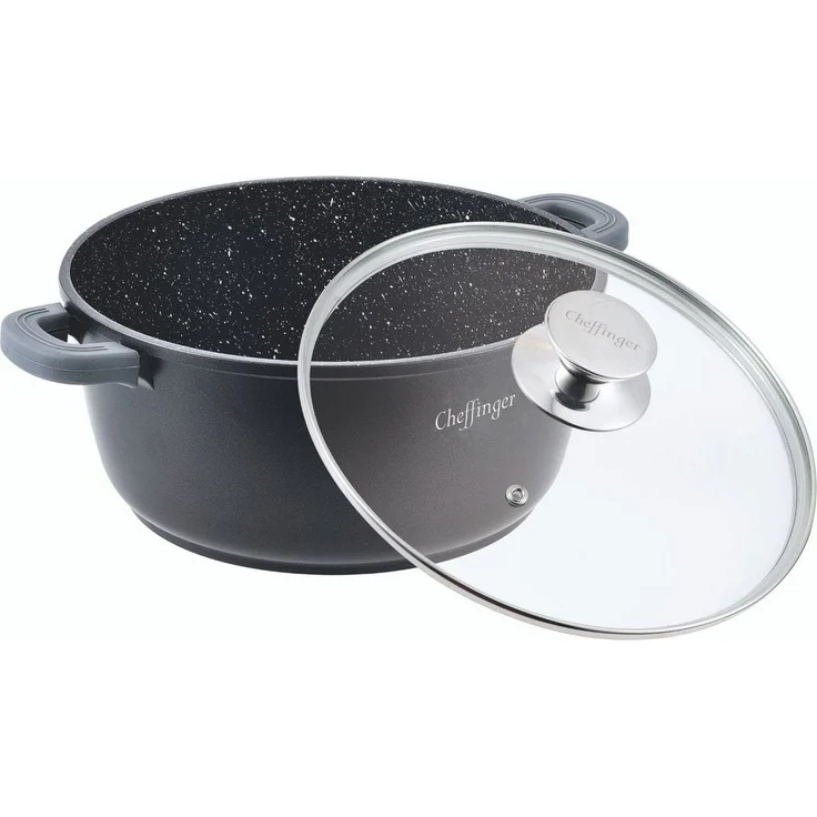 XXL Kochtopf Topf Kasserolle Glasdeckel Aluguss Induktion Ø36cm Cheffinger CF. – Bild 3