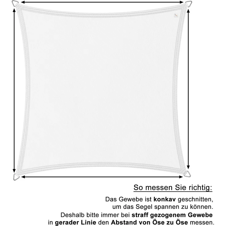 hanSe Sonnensegel Schattensegel Schattenspender UV-Schutz Quadrat 2x2m Graphit – Bild 3
