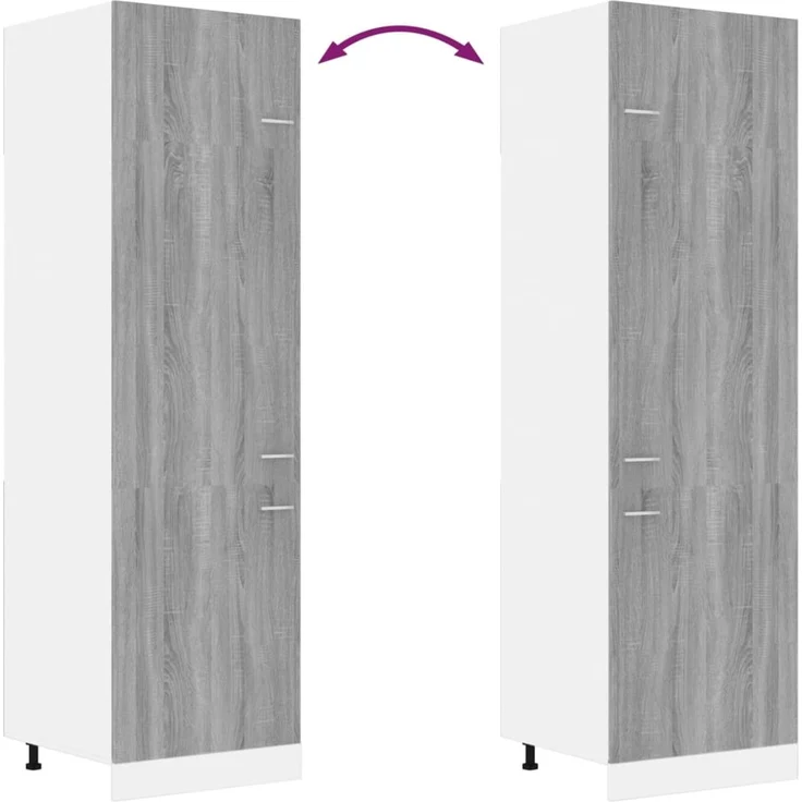 Kühlumbauschrank, Küchenschrank Lyon Grau Sonoma 60 x 57 x 207 cm Holzwerkstoff – Bild 6