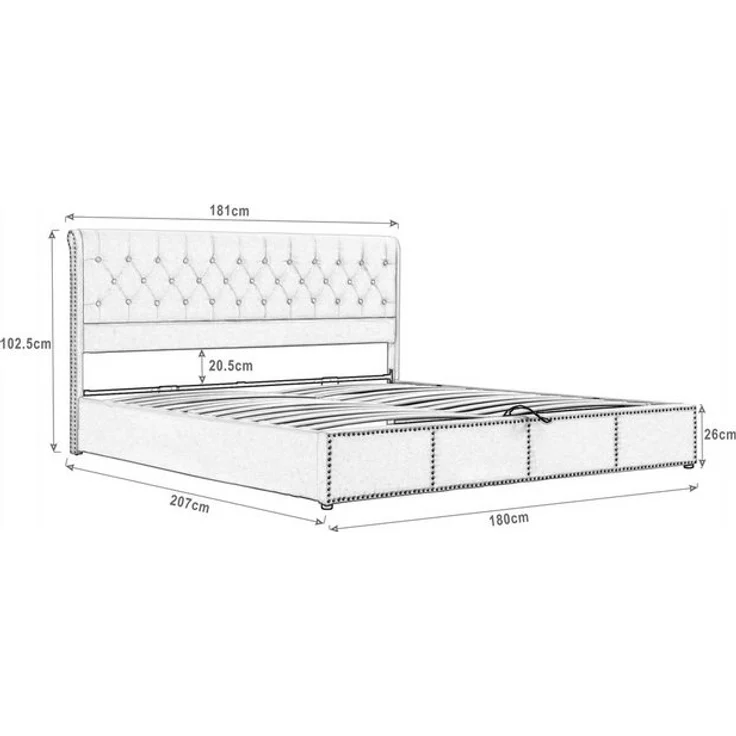 Odikalo Stauraumbett Polsterbett Lattenrost Polsterbank 140/180x200 cm, Samt, Grau/Weiss – Bild 3