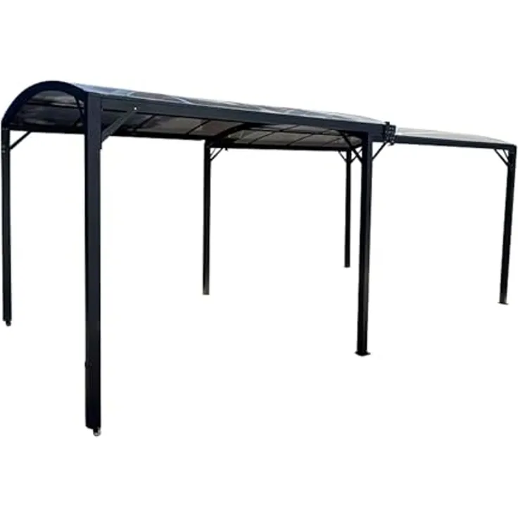LECO Pergola JOTTA 4.0, Aluminium- und Stahlgestell anthrazit, Polycarbonat-Dach grau-transparent, 5,38x3 m