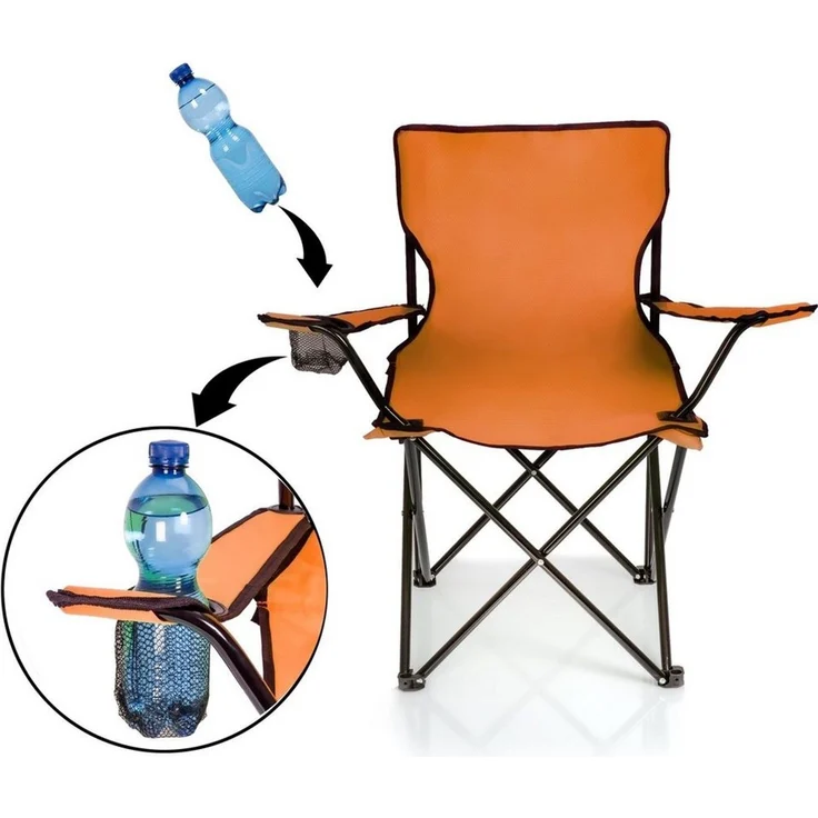 BigDean Campingstuhl Faltstuhl Campingstuhl Anglerstuhl Getränkehalter Klappstuhl (Packung, 1 St), Orange, Klappbar, Getränkehalter, Tragetasche – Bild 4
