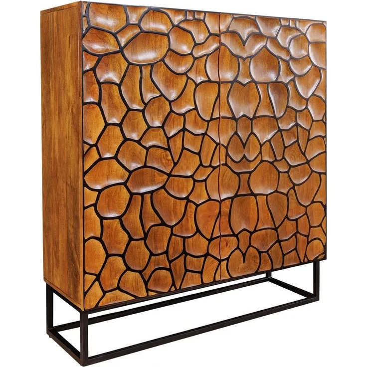 riess-ambiente Highboard VULCANO 120cm braun / schwarz (Einzelartikel, 1 St), Massivholz · Metall · Anrichte · Kommode · 3D-Front · Modern Design