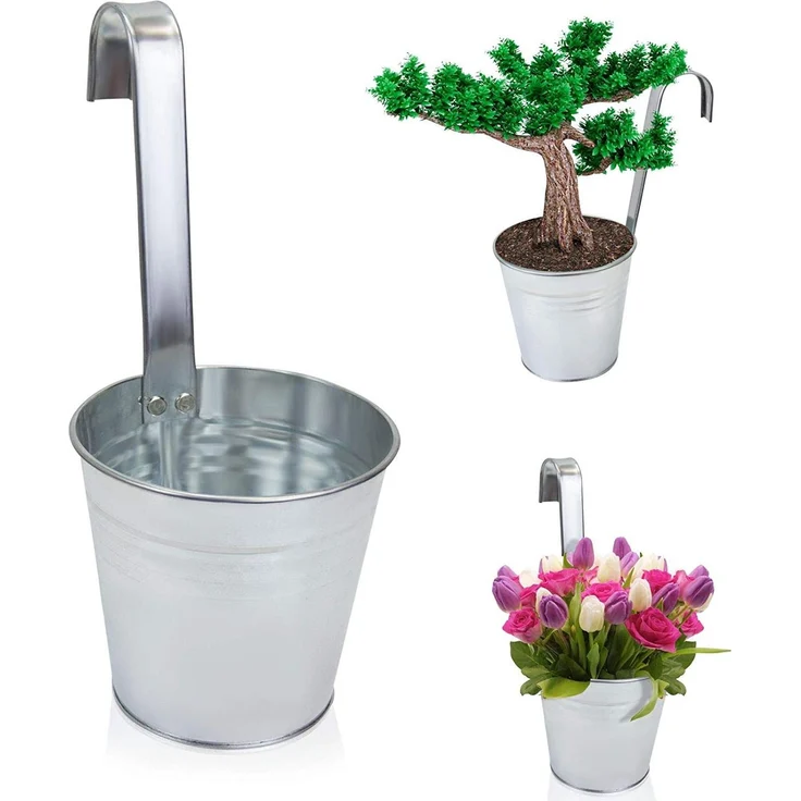 6 x Blumentopf Hngetopf Pflanztopf Hngetpfe Blumen Topf Krutertopf Zink – Bild 7