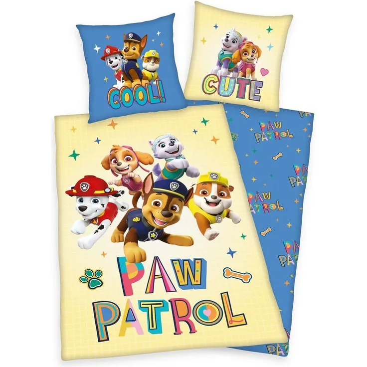 PAW PATROL Kinderbettwäsche Paw-Patrol, Linon, mit tollem Paw Patroll Motiv