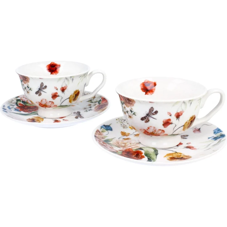 DUO 2er-Set Tassen REBECCA, 250 ml mit Untertassen, New Bone China Porzellan, in Geschenkbox – Bild 3