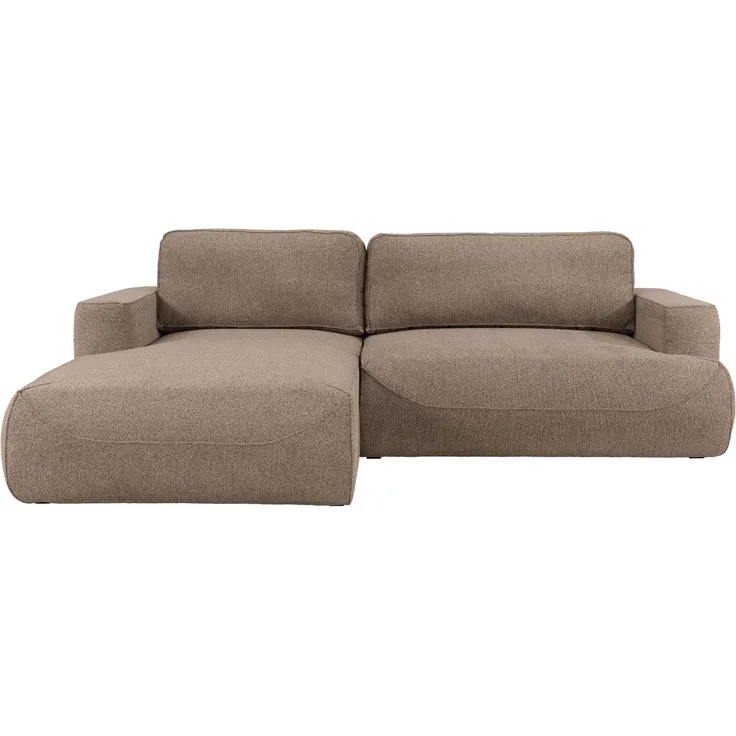 MEBLINI Schlafcouch mit Bettkasten – LUMIERE – 271x195x96cm – Links – Braun Samt - Ecksofa mit Schlaffunktion - Sofa mit Relaxfunktion und Kissen - Couch L-Form – Eckcouch