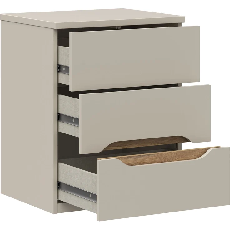 Nachtkommode >EDWAL< 3 Schübe, Sand / Mauvelle Eiche - 50,4x63,5x41,5cm (BxHxT) – Bild 5