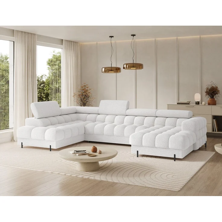 MOEBLO Ecksofa Vinca, Modernes U-Form Sofa mit Schlaffunktion, großem Stauraum und verstellbaren Kopfstützen für flexible Wohnraumgestaltung, Eckcouch Wohnlandschaft Sofa mit Ottomane Eckgarnitur Polsterecke, Links- oder rechtsseitig montierbar (BxHxT)... – Bild 1