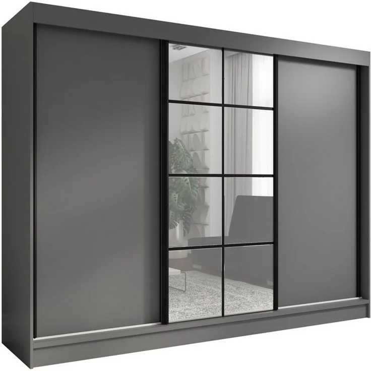A&J MöbelLand GmbH Schiebetürenschrank ORAVELLE 3-türiger Kleiderschrank mit Spiegel (TOP ANGEBOT! Geräumiger Schrank mit einer Breite von 200 cm ideal zur Aufbewahrung von Kleidung und Accessoires. Wählen Sie das ideale Modell für Ihr Schlafzimmer!, T... – Bild 1