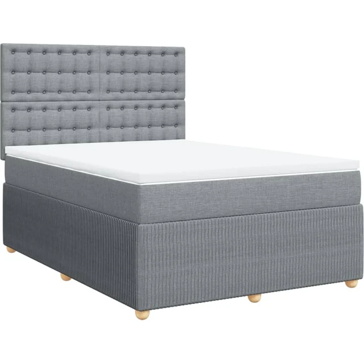 vidaXL Boxspringbett mit Matratze Hellgrau 140x200 cm Stoff 3294393 – Bild 3