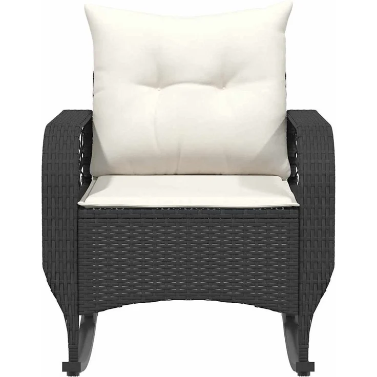 vidaXL Garten-Schaukelstuhl mit Kissen Schwarz Poly Rattan 4104193 – Bild 3