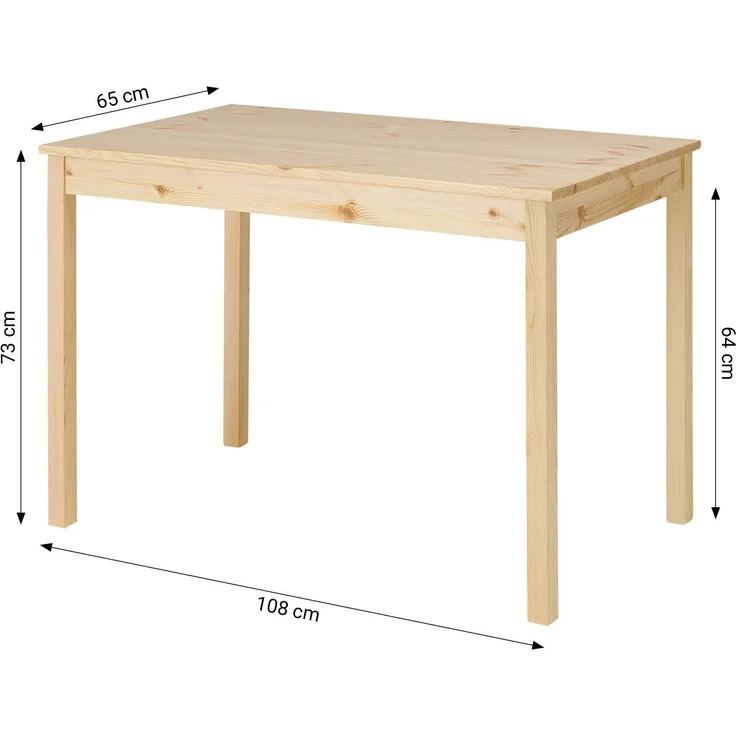 Esstisch mit 4 Stühlen Set Essgruppe Holz Kiefer Natur Esszimmertisch 108x65 cm Küchenstühle Massiv Landhausstil – Bild 3