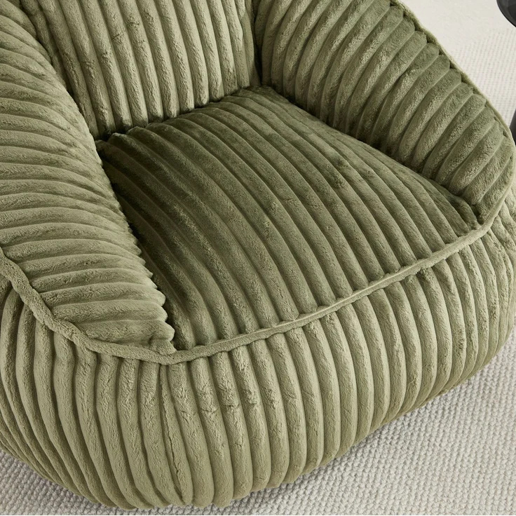 Sitzsack aus Cord, mit Memory-Schaumstofffüllung und Blasen-Plüsch, 98x92x73 cm, Smaragdgrün – Bild 6