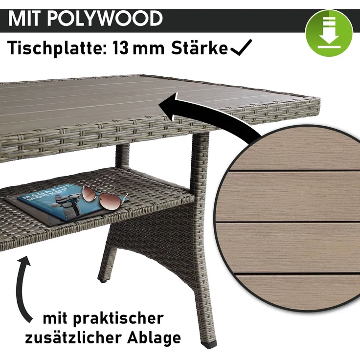 BRAST 'Hacienda' Gartenmöbel Set mit Kissen & Abdeckung, 10 Personen, Braun / Beige – Bild 6