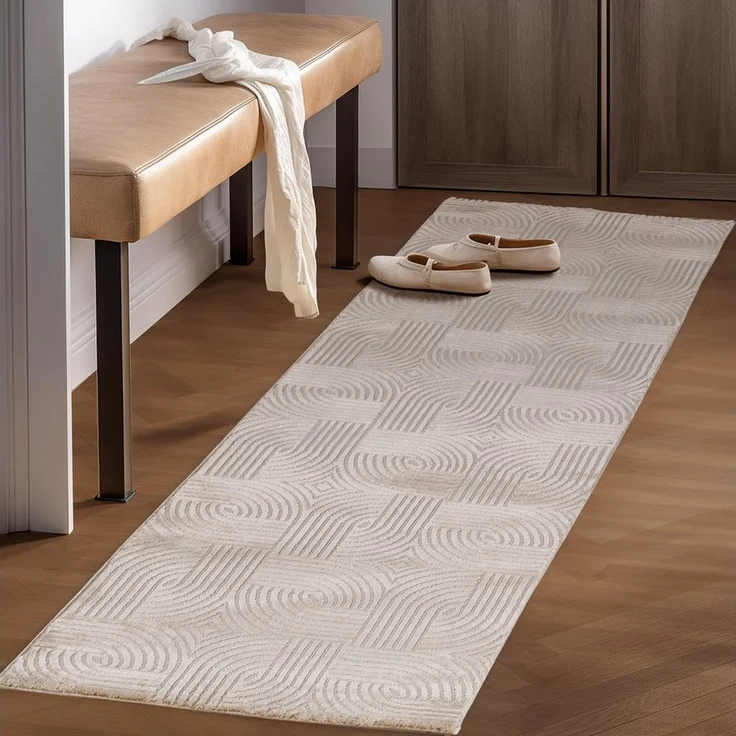 SIMPEX24 Designteppich Skandinavisches Boho Design, Läufer, Höhe: 12 mm, Teppich Wohnzimmer Boho Design Skandinavische Stil Natur Optik – Bild 2