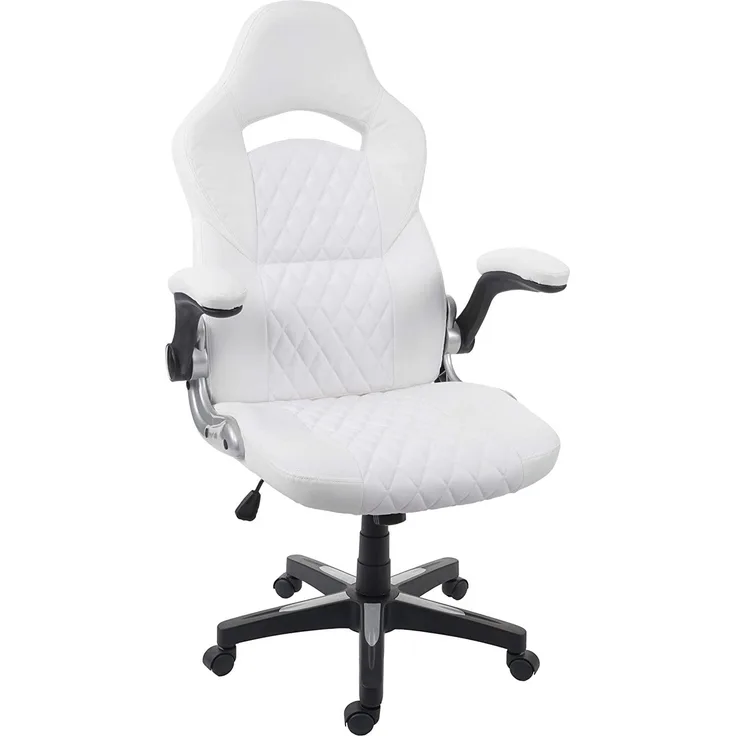 Bürostuhl HWC-F87, Schreibtischstuhl Chefsessel Drehstuhl, Kunstleder ~ weiß