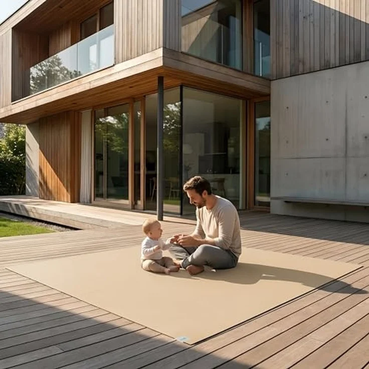 Outdoor Krabbelmatte SanoSoft "made in Germany" - Öko-Tex 100-180x240 cm Sand/Beige – Bild 2