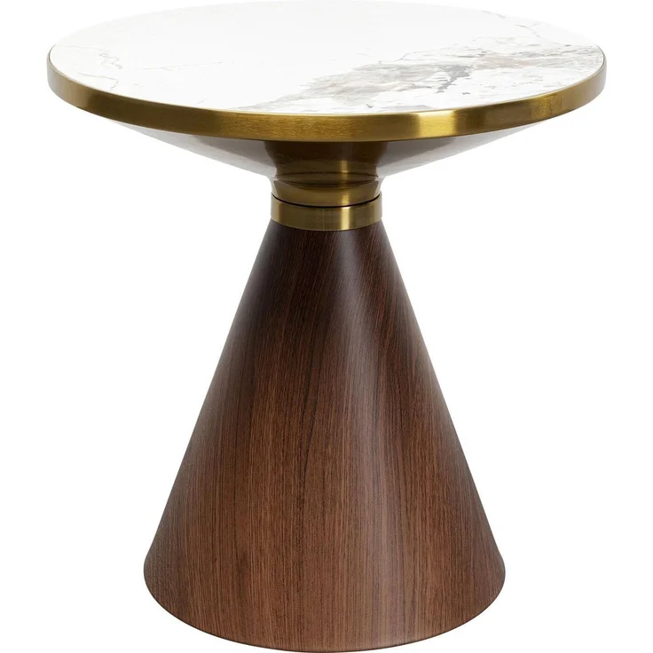 Kare Design Beistelltisch Cono Keramik, Braun, 50cm Durchmesser, Marmor Ablage, Hochwertiges Design, Kaffeetisch, Couchtisch, Wohnzimmertisch, Rund, Tischplatte Stein, 52 x 50 x 50 cm (H/B/T)