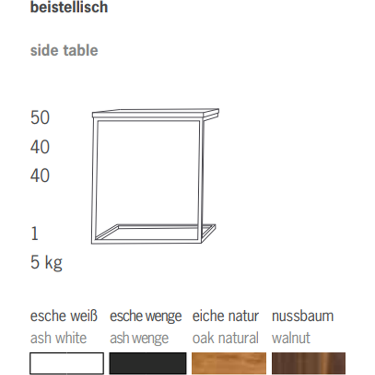 Beistelltisch Flat Schwarz/Nussbaum 50 x 40 x 40 cm – Bild 6