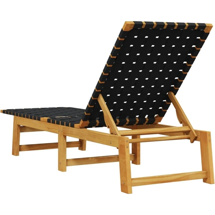 vidaXL Sonnenliege Schwarz Massivholz Akazie und Stoff 366507 – Bild 6