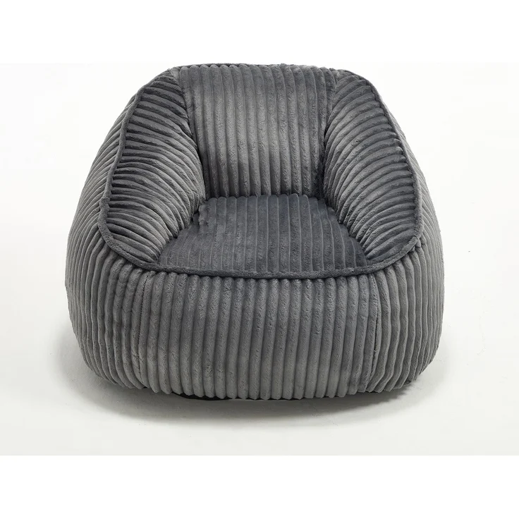 Cord-Sitzsack-Sessel mit Memory-Schaumfüllung und strukturierter Polsterung, kompakter Loungesitz für Wohn-, Schlaf- und Lesezimmer, Dunkelgrau – Bild 5