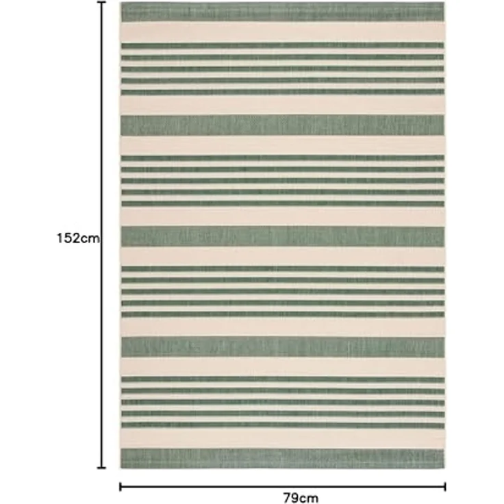 SAFAVIEH Gestreift Drinnen & Draussen - Courtyard Collection, Kurzer Flor, Schwarz und Bone, 79 X 152 cm – Bild 2