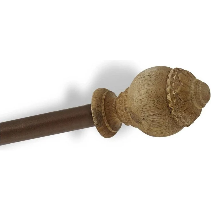 Mirabeau Gardinenstange Gardinenstange Trangé antikbraun, Ø 50 mm, Eisen, Knauf: Mangoholz (mangifera indica), Mangoholz (mangifera indica) – Bild 1