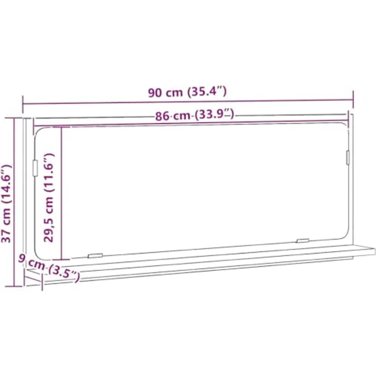 vidaXL Spiegelablage Artisan-Eiche 90 x 10,5 x 37 cm Holzwerkstoff 862527 – Bild 4