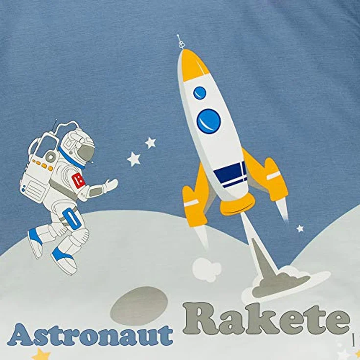 KEAYOO Kinderbettwäsche YZTX, Baumwolle, 2 teilig, Astronaut und Rakete Muster 100% Baumwolle für Kinder – Bild 3